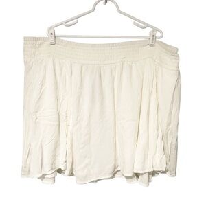 Torrid Plus Size 5X White Elastic‎ Waist Pockets Flowy Skirt NEW